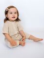 Муслиновый летний комбинезон песочник с для малышей и новорожденных детей, светло-бежевый