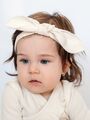 Повязка на голову для новорожденного с лепестком Bebo, Экрю размер 46-50, Расцветка одежды: Экрю, Выбрать размер: 40-44, изображение 2