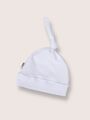 Шапочка для новорожденных в рубчик с узелком Bebo, Белый, Расцветка одежды: Белый, Размер головного убора: 36-38, изображение 2
